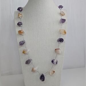 Artisan Citrine & Amethyst Necklace - J001